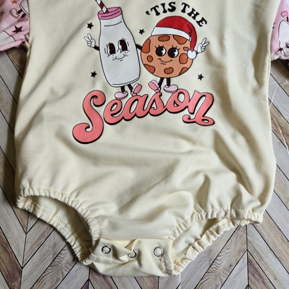Tis The Season Christmas Sweater Romper Baby Girl Long Sleeve Holiday One Piece - Picture 8 of 11